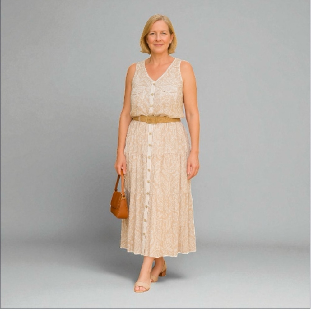 Summer Skirt set with belt White/Cream